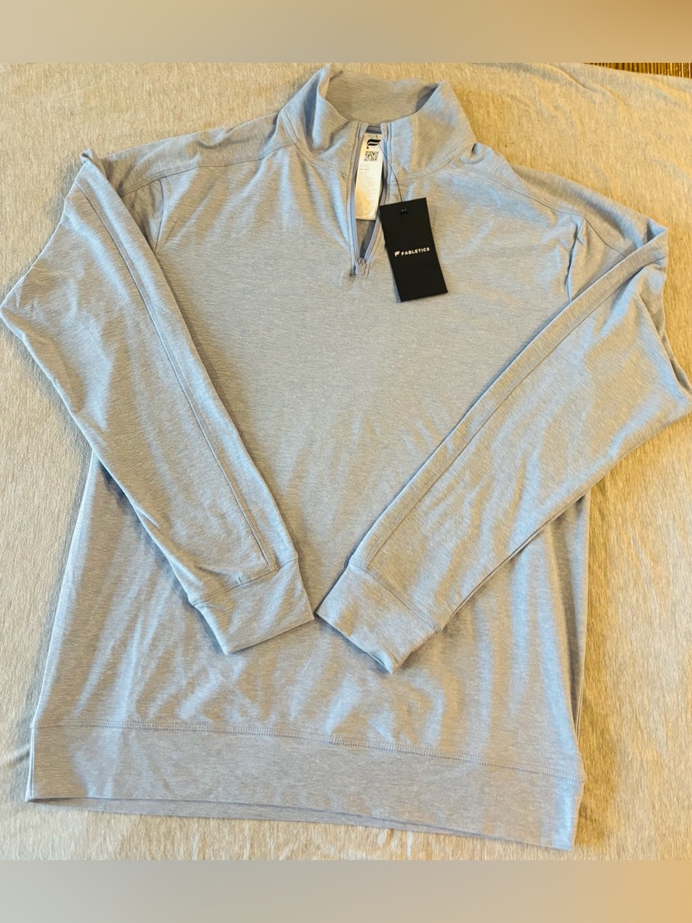 NWT Men’s Fabletics The cloud jersey quarter zip light blue
